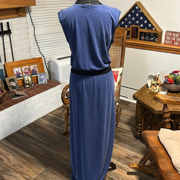 BCBG NEW Maxi Hi-Low‎ Evelyn Blue Dress w/Draped Front Sleeveless Size Small - Picture 5 of 6